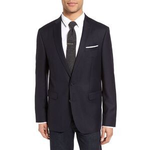 Sand Copenhagen Mens Sherman Hopsack Trim Fit Wool Blazer 44 Regular IT 54 Navy